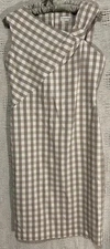 Calvin Klein Dress 8 Beige Plaid Ponte Stretch Pencil Bodycon Figure Flattering