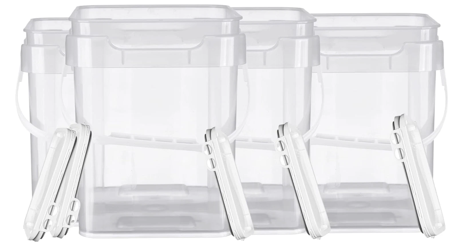 1 Gallon Clear Food Grade BPA Free Bucket with lid Made in USA - Pack of 5