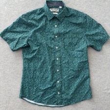 Nick Graham Everywhere Mens Teal Floral Short Sleeve Stretch Modern Fit Shirt M