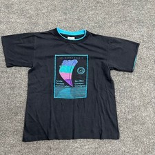 Printees T-Shirt Mens Size M Black S.S. Ocean Breeze Graphic Cotton Made in USA