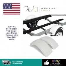 ECOTRIC 8"-12" Set of Two Single-Axle Trailer Fenders with Step Skirt White