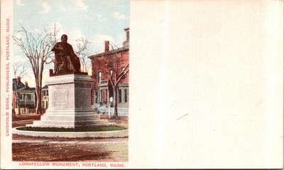 Vintage Postcard Longfellow Monument Portland Maine Private Mailing Card USA