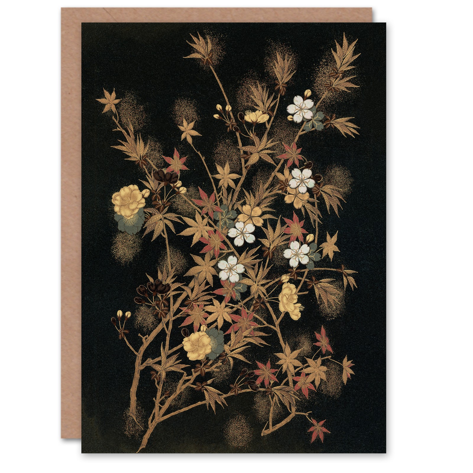 G A Audsley Art Card Vintage Japanese Autumn Flowers