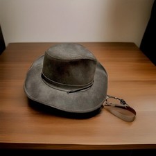 Vintage Henschel Leather Hat Fedora Cowboy Indiana Jones Smal Black USA Western