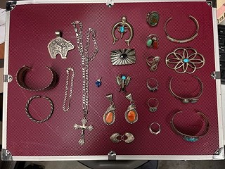 Random Turquoise Jewelr All sterling silver used Has not been cleaned 8.44 Oz