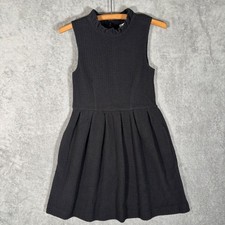 Ganni Anthropologie Sonora Jersey Dress Black Textured Ruffle Neck Sleeveless S
