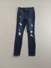 So Kid Girl Jeans 1/25W Blue 5 Pocket Skinny Leg Stretch Distressed Casual Denim