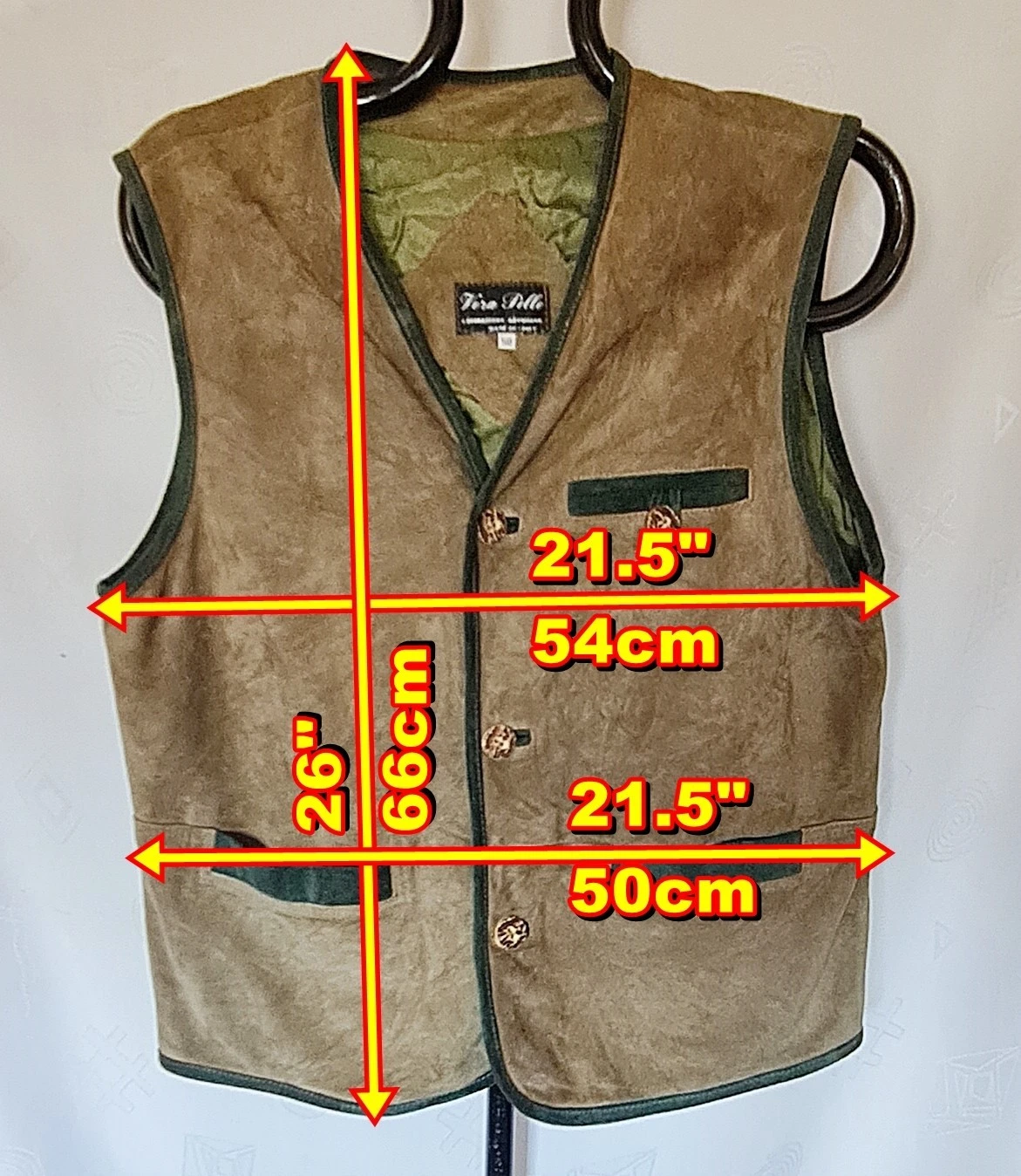 VEST VINTAGE VERA PELLE TRACHTEN OKTOBERFEST LEATHER MENS US 40 EU 50 - product detail image 2
