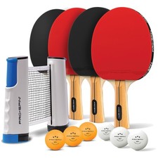 Portable Ping Pong Set with Retractable Net & Case