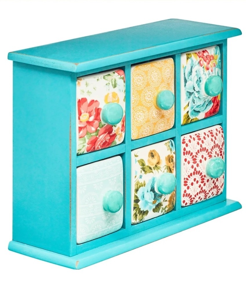 The Pioneer Woman Vintage Floral 6-Drawer Spice & Tea Box | eBay