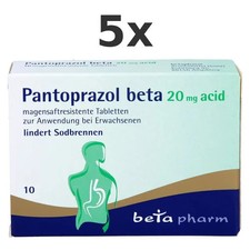 5x Pantoprazol beta 20 mg acid magensaftres.Tabletten 10 St - PZN 15785283
