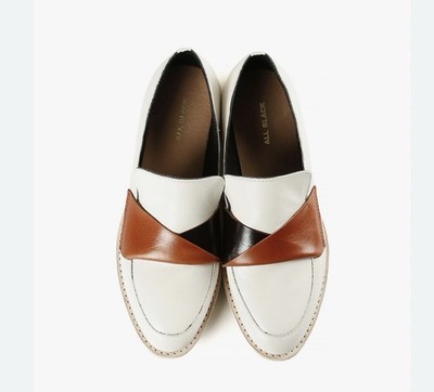 All Black Footwear Flatsash Cowman Leather Slip On Loafer White Size 39.5 NWT