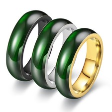 Glazed Green Jade Matching Couple Rings Elega...