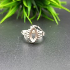 925 Sterling Silver Plated 8x16mm Marquise Bezel Ring Blank DIY Jewelry Making