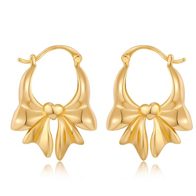 Bow Huggies Hoop Earrings Gold Post Hoop Earrings Trendy Jewelry Gifts for Women