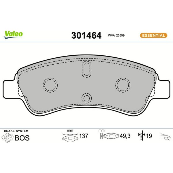 Valeo 301464 Bremsbelagsatz FüR Peugeot Citroen Opel DS C3 DS3 Xsara Berlingo-image