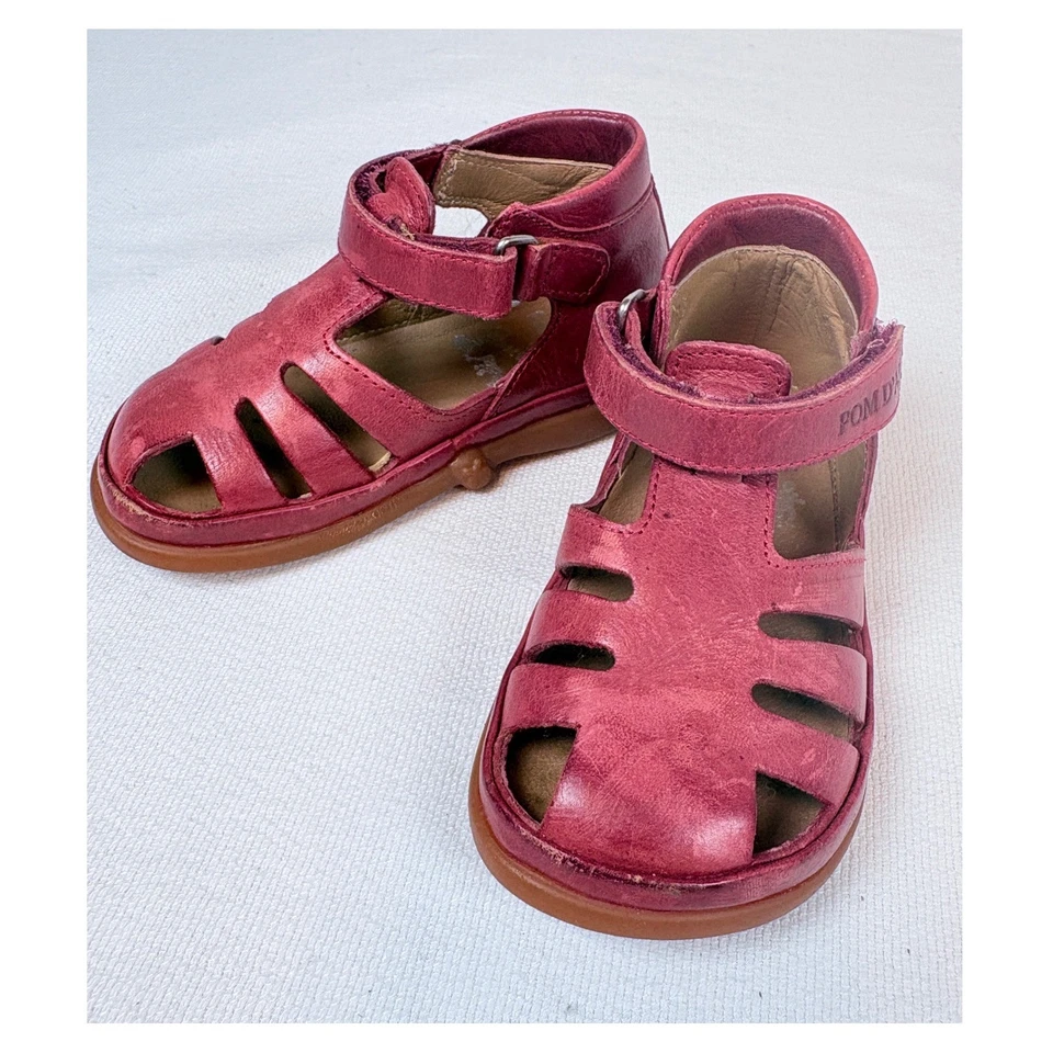 Pom D'Api Waff Paris Red Leather Fisherman Sandals Kids Sz EU 20. 4.5 -5 EUC - Image 1 of 4