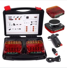 2X -7Pin LED Magnetic Wireless Trailer TailLight Kit ForTrailer-Truck Automotive