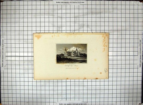 Antique Old Print East Cliff Lodge Isle Thanet England Architecture Engraving