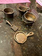 Dollhouse miniatures cast iron pots and pans