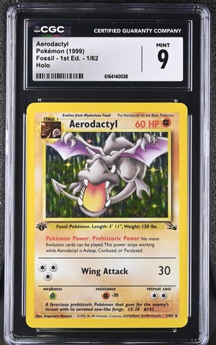 Aerodactyl (1st Edition) graded CGC 9 for sale on eBay