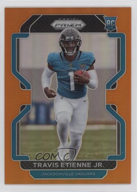 2021 Panini Prizm Orange 51/249 Travis Etienne Jr #344 Rookie RC hd2