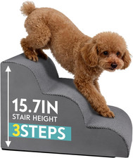 Dog Stairs for Small Dogs,15.7" H Pet Stairs 3-Steps Ramp for Puppy, Older Cat