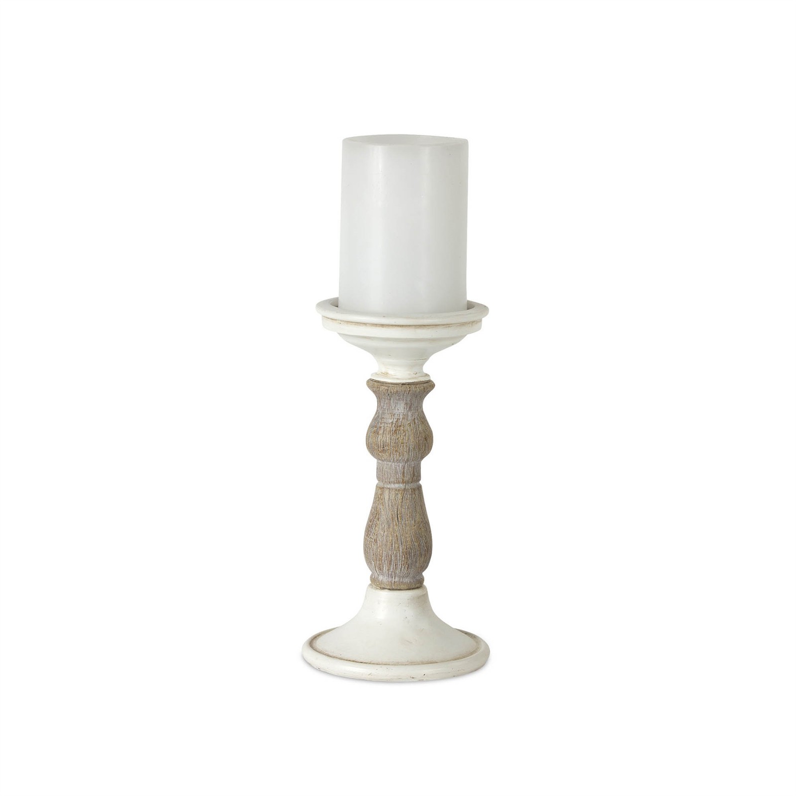 Ivory Candle Holder with Wood Accent (Set of 3)