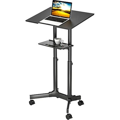 BONTEC verstellbarer mobiler Laptoptisch, rollbarer Stehpult mit Rollen, 60x40 c