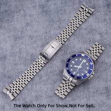 For Casio MDV-106 22mm Watch Band Steel Silver Solid Curved End Jubilee Bracelet