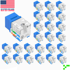 25-pc Cat6 RJ45 Keystone Jack Insert UL Listed 90 Degree 110 Punch-Down Slim
