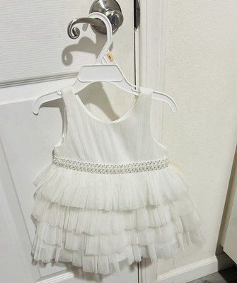 American Princess White Tutu Dress 24M Sleeveless Beaded Bow Layered Party