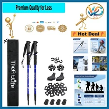 Nordic Walking Trekking Poles Aluminum Blue 51.2in Anti-Shock Collapsible