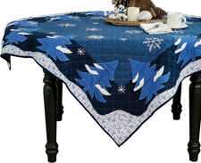 Snowflakes Quilted Accent Accent Cotton Table Topper, 54 X 54 In. 54 X 54 Blue