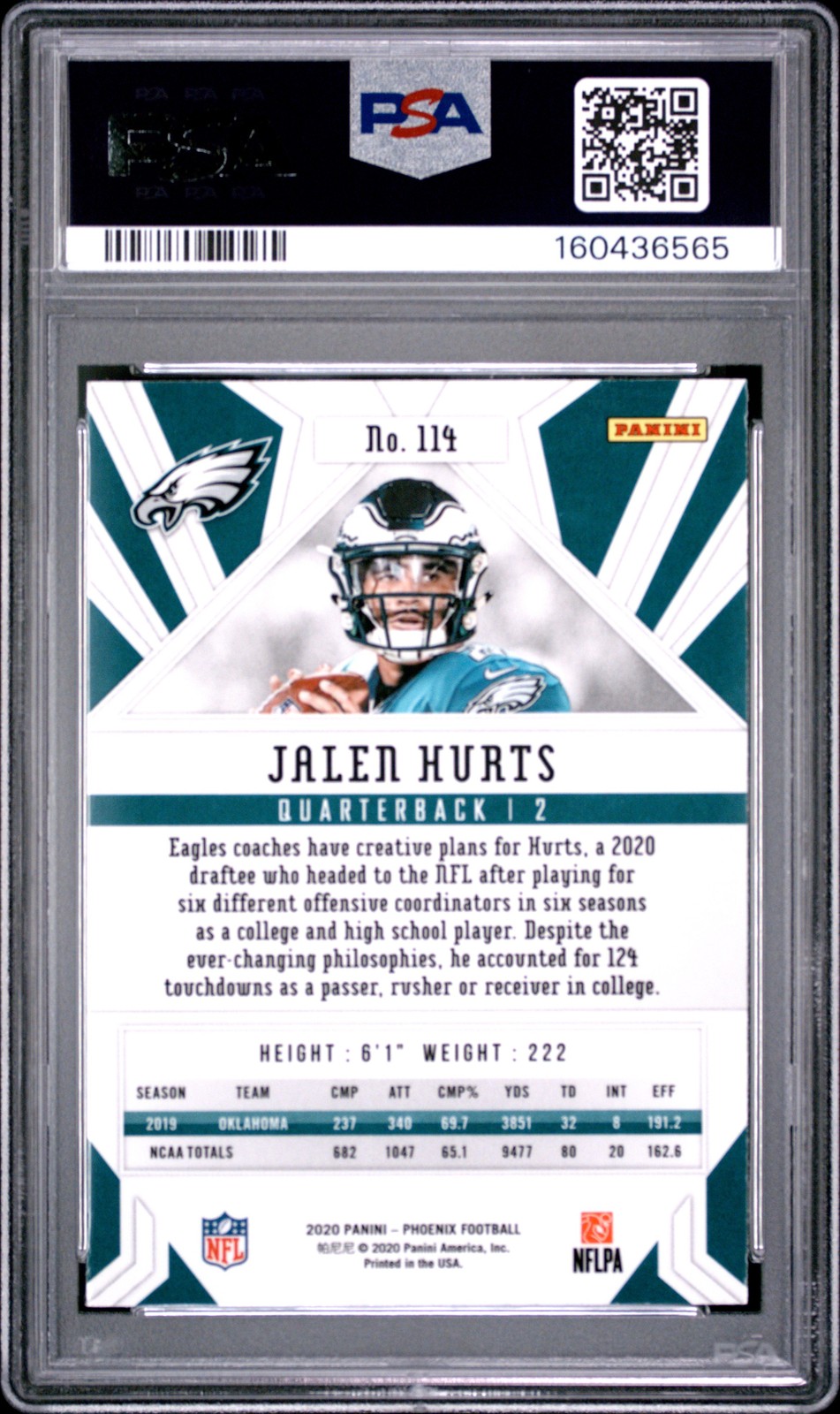 2020 Panini Phoenix JALEN HURTS Fire Burst #114 PSA 9 MINT RC Rookie Card 😎 view 2