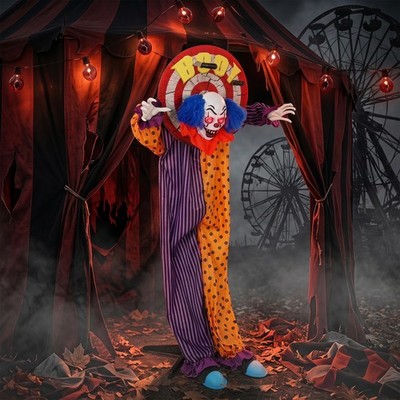66 Zoll lebensgroßer animierter Clown Halloween Dekoration, gruselig Halloween Animatronics