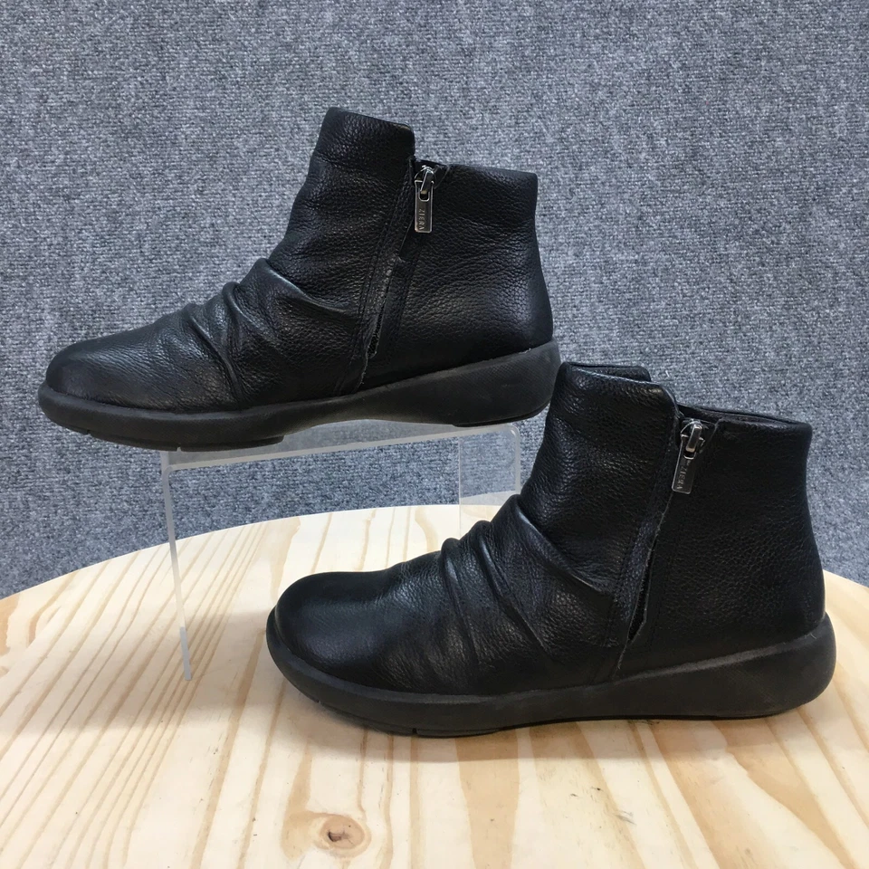 Botas Ziera para mujer 38 M amanecer informales cremallera lateral botín al tobillo de cuero negro planos Foto 2 de 4