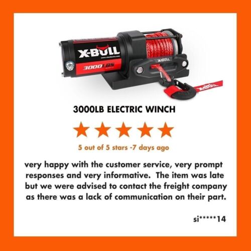 X-BULL Electric Winch 3000LBS 12V Synthetic Rope Wireless ATV 4WD Trailer Boat - Picture 3 of 18