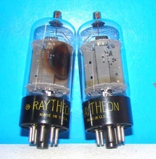 6BQ6GA Raytheon audio electron vacuum tubes 2 valves radio tested vintage 6CU6