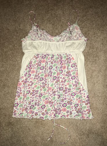RARE Pout By Victoria’s Secret Size Small Floral Lace Tie Front Babydoll Top Y2K - Picture 10 of 12