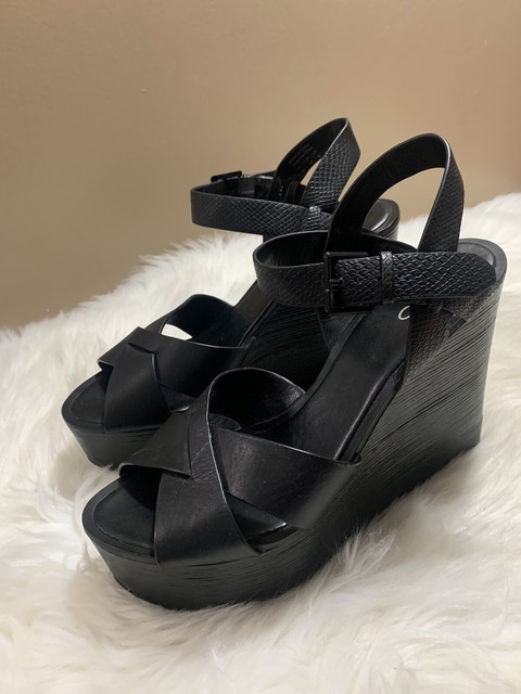 Aldo Womens Strappy Platform Wedge Sandals EUR 41 (US 10) Black Slingback | eBay