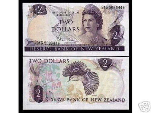 新西兰 2 美元 P-164 1977 * 替换伊丽莎白女王新西兰货币钞票 — 第 3/3 张图片