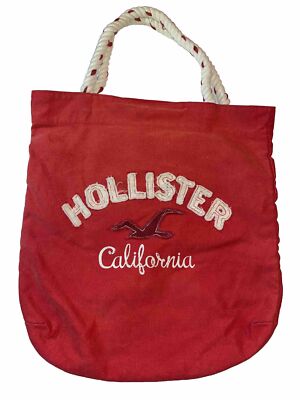 VTG Y2K HOLLISTER California Red LOGO TOTE BAG Canvas