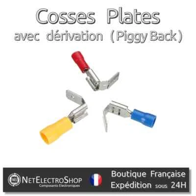 Cosse Electrique à Sertir avec Dérivation (Piggy Back), 6.3mm, Cable 0.5 à 6mm²