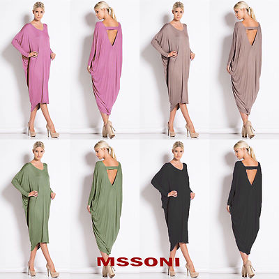 Women Backless MIdi baggy long sleeve Party Cocktail Clubwear Dress Plus  Tunic | eBay UK
