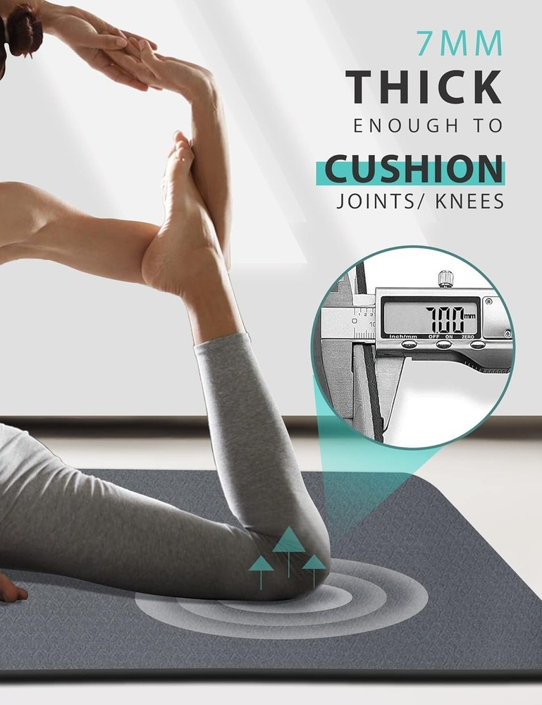 72 Inch Extra Wide Non-Slip Yoga Mat 7mm Thick Double-Sided