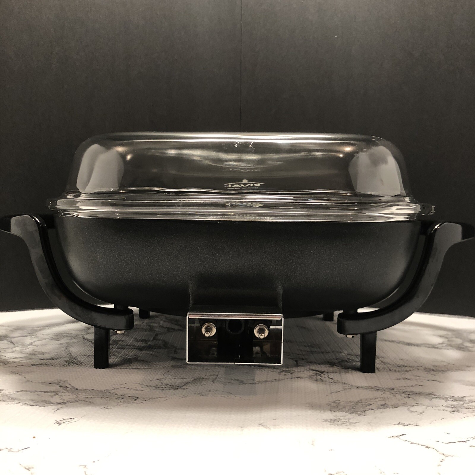 Vintage Rival Electric Skillet Frying Pan Roaster S12G 10x10 W/ Glass