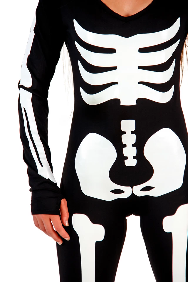 Para mujeres Esqueleto Completo Spandex Halloween Comic Con Disfraz Disfraz Body Foto 2 de 4