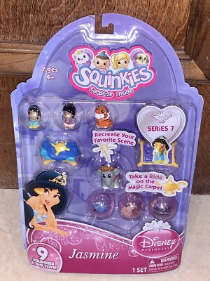 RARE Disney Princess JASMINE SQUINKIES Series 7 w/Flying Carpet! (9pc) NIB