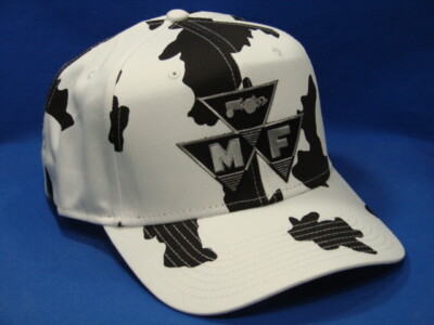 Massey Ferguson Tri Tractor Hat - Cow Print - Snapback - High Crown - Trucker